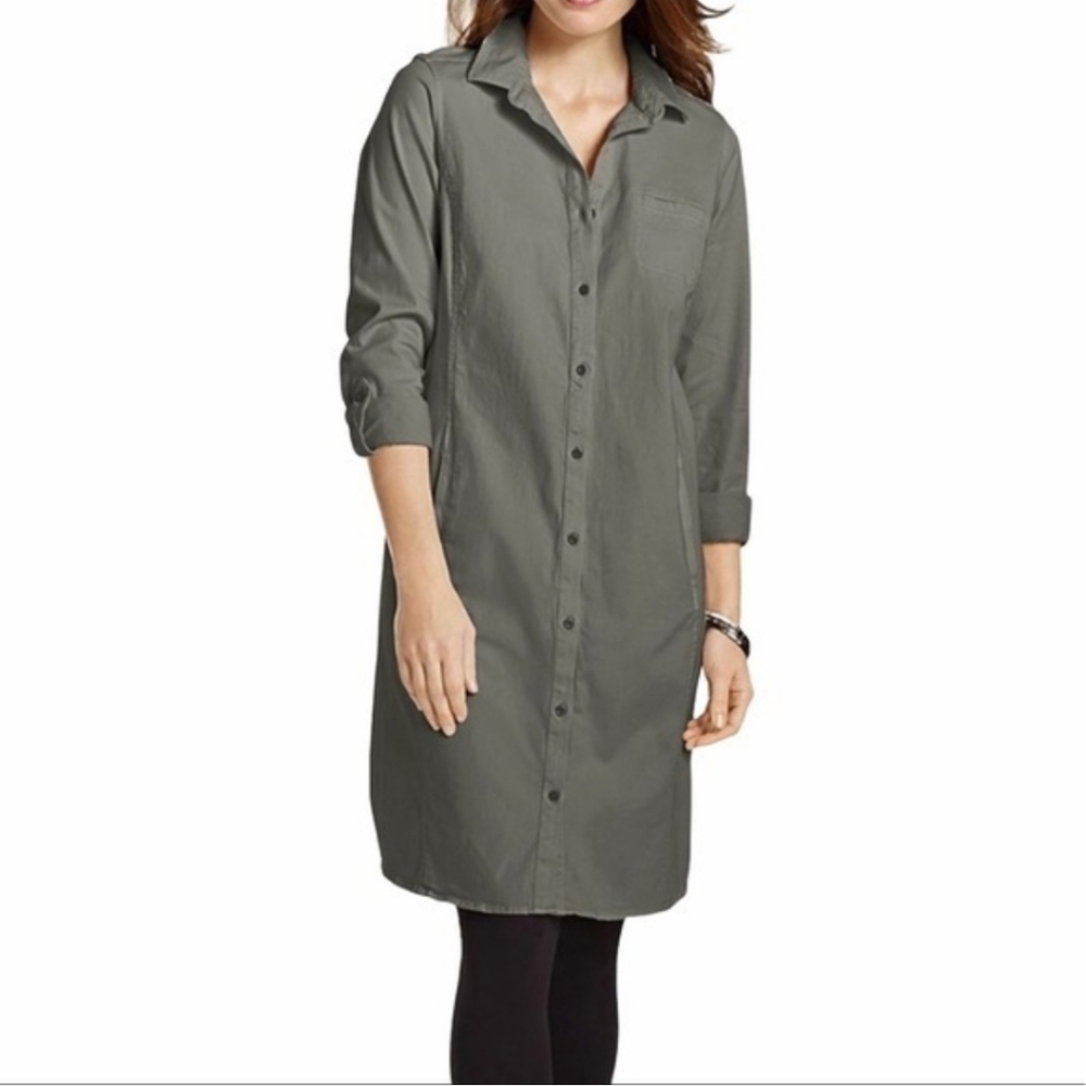 J.Jill live n chino green button down dress